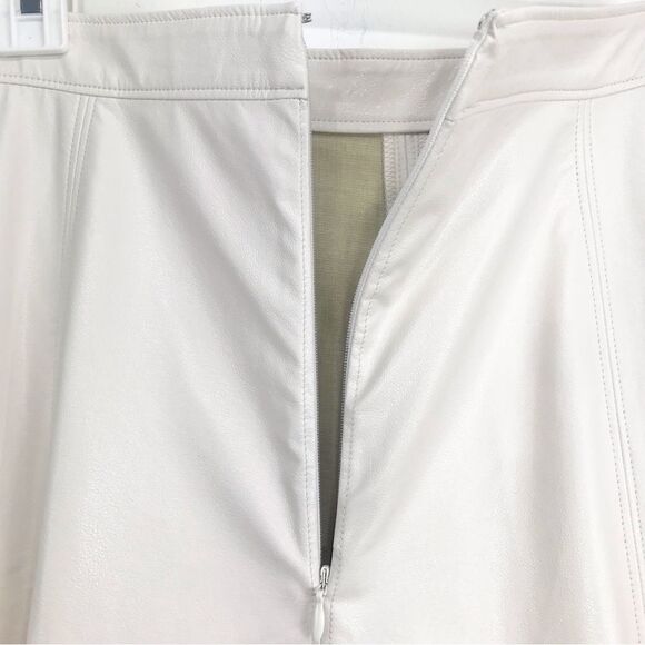 SOLD Ann Taylor White Faux Leather A Line Panel Stitch Midi Skirt NEW - Picture 8 of 15